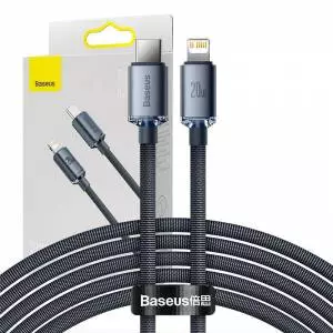 Kabel USB-C do Lightning Baseus Crystal Shine, 20W, PD, 2m Czarny