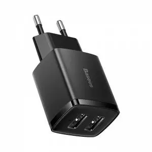 Ładowarka sieciowa Baseus Compact Quick Charger, 2x USB, 10.5W czarna