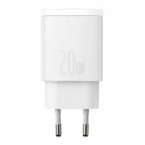 Ładowarka sieciowa Baseus Compact Quick Charger, USB, USB-C, 20W biała