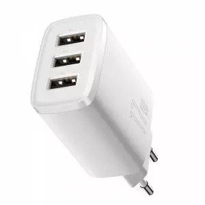 Ładowarka sieciowa Baseus Compact Quick Charger, 3x USB, 17W biała