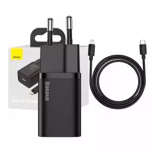 Ładowarka sieciowa Baseus Super Si Quick Charger 1C 20W z przewodem USB-C do Lightning 1m czarna