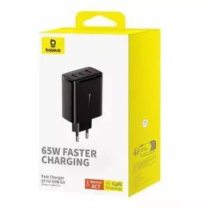 Ładowarka sieciowa Baseus OS-Cube Pro 2xUSB-C + USB, 65W czarna