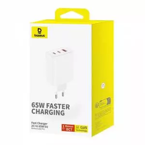 Ładowarka sieciowa Baseus OS-Cube Pro 2xUSB-C + USB, 65W biała