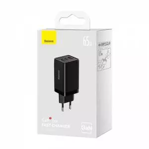 Ładowarka sieciowa Baseus GaN5 Pro 2xUSB-C + USB, 65W czarna