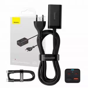 Ładowarka sieciowa Baseus GaN3 Pro, 2x USB-C, 2x USB, 65W czarna