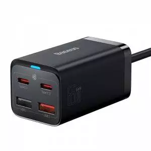 Ładowarka sieciowa Baseus GaN3 Pro, 2x USB-C, 2x USB, 65W czarna