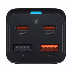 Ładowarka sieciowa Baseus GaN3 Pro, 2x USB-C, 2x USB, 65W czarna