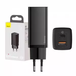 Ładowarka sieciowa Baseus GaN2 Lite, USB + USB-C, 65W, EU czarna