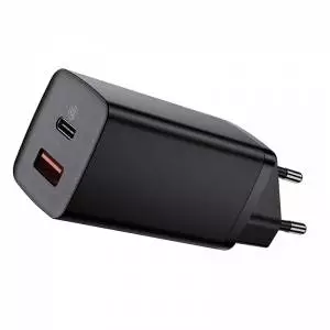 Ładowarka sieciowa Baseus GaN2 Lite, USB + USB-C, 65W, EU czarna