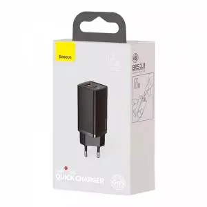 Ładowarka sieciowa Baseus GaN2 Lite, USB + USB-C, 65W, EU czarna