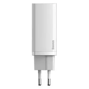Ładowarka sieciowa Baseus GaN2 Lite, USB + USB-C, 65W, EU biała