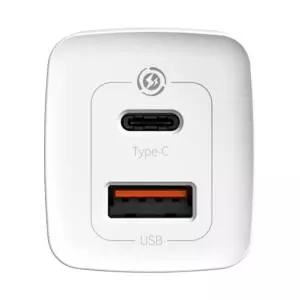 Ładowarka sieciowa Baseus GaN2 Lite, USB + USB-C, 65W, EU biała