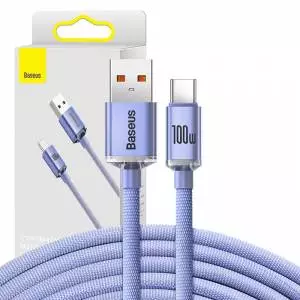 Kabel USB do USB-C Baseus Crystal Shine, 100W, 2m, fioletowy