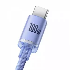 Kabel USB do USB-C Baseus Crystal Shine, 100W, 2m, fioletowy