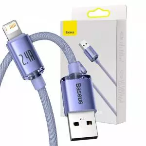 Kabel USB do Lightning Baseus Crystal Shine, 2.4A, 2m fioletowy