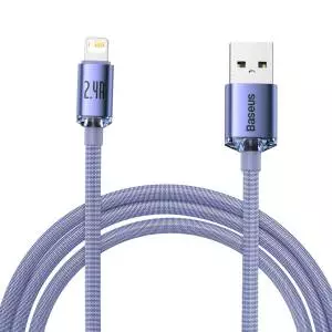 Kabel USB do Lightning Baseus Crystal Shine, 2.4A, 2m fioletowy