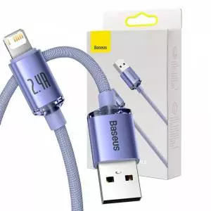 Kabel USB do Lightning Baseus Crystal Shine, 2.4A, 1.2m fioletowy