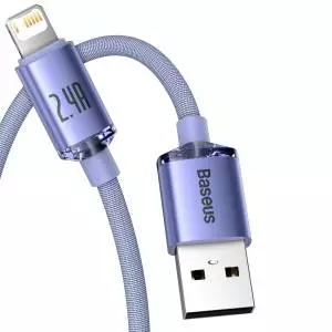 Kabel USB do Lightning Baseus Crystal Shine, 2.4A, 1.2m fioletowy