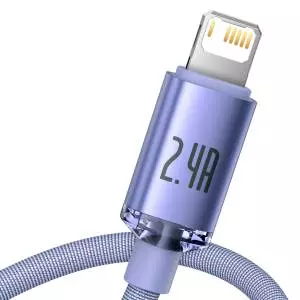 Kabel USB do Lightning Baseus Crystal Shine, 2.4A, 1.2m fioletowy