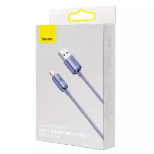Kabel USB do Lightning Baseus Crystal Shine, 2.4A, 1.2m fioletowy