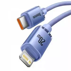 Kabel USB-C do Lightning Baseus Crystal, 20W, PD, 2m fioletowy