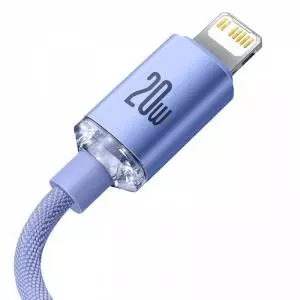 Kabel USB-C do Lightning Baseus Crystal, 20W, PD, 2m fioletowy