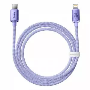 Kabel USB-C do Lightning Baseus Crystal Shine, 20W, PD, 1.2m fioletowy