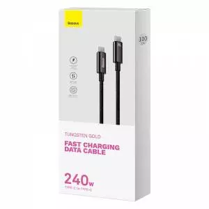 Kabel USB-C do USB-C Baseus Tungsten Gold 240W 1m czarny