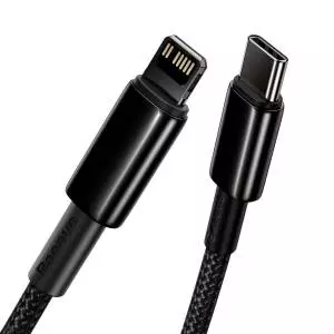 Kabel USB-C do Lightning Baseus Tungsten Gold, 20W, 5A, PD, 2m czarny