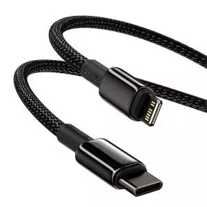 Kabel USB-C do Lightning Baseus Tungsten Gold, 20W, 5A, PD, 2m czarny