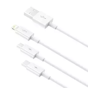 Kabel USB 3w1 Baseus Superior Series, USB do micro USB / USB-C / Lightning, 3.5A, 1.2m biały