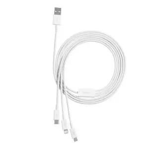 Kabel USB 3w1 Baseus Superior Series, USB do micro USB / USB-C / Lightning, 3.5A, 1.2m biały