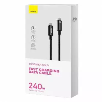 Kabel USB-C do USB-C Baseus Tungsten Gold 240W 3m czarny