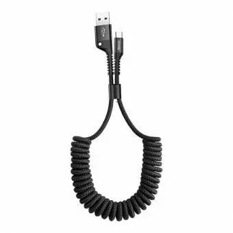 Kabel USB do USB-C sprężynowy Baseus Spring 1m 2A czarne