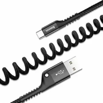 Kabel USB do USB-C sprężynowy Baseus Spring 1m 2A czarne