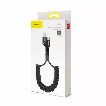 Kabel USB do USB-C sprężynowy Baseus Spring 1m 2A czarne