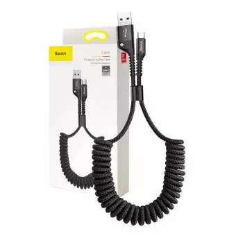 Kabel USB do USB-C sprężynowy Baseus Spring 1m 2A czarne