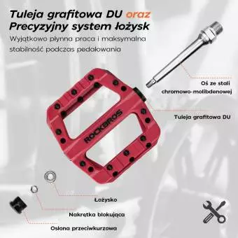 Pedały Rowerowe Platformowe Nylon Rockbros 2017-12CRD Czerwone