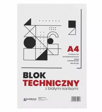 Blok Techniczny WEKTOR A4 Biały, 10 kartek