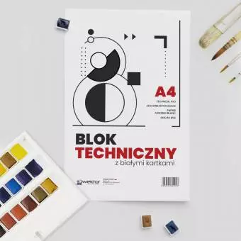 Blok Techniczny WEKTOR A4 Biały, 10 kartek