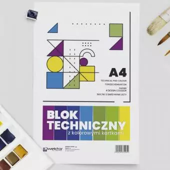 Blok Techniczny WEKTOR A4 Kolorowy, 8 kartek