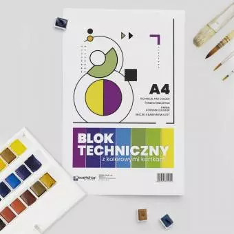 Blok Techniczny WEKTOR A4 Kolorowy, 8 kartek
