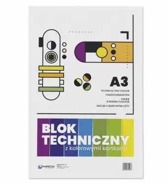 Blok Techniczny WEKTOR A3 Kolorowy, 8 kartek