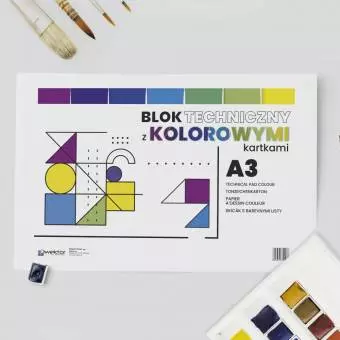 Blok Techniczny WEKTOR A3 Kolorowy, 8 kartek