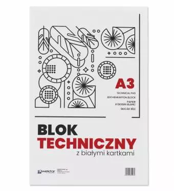 Blok Techniczny WEKTOR A3 Biały, 10 kartek
