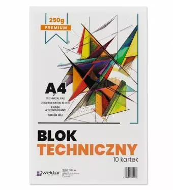 Blok Techniczny WEKTOR A4 Biały Premium, 10 kartek