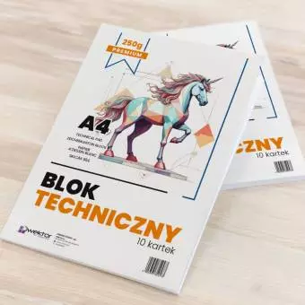 Blok Techniczny WEKTOR A4 Biały Premium, 10 kartek