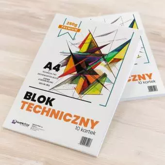 Blok Techniczny WEKTOR A4 Biały Premium, 10 kartek
