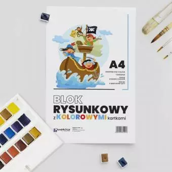 Blok Rysunkowy WEKTOR A4 Kolorowy, 16 kartek