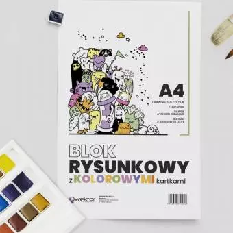 Blok Rysunkowy WEKTOR A4 Kolorowy, 16 kartek